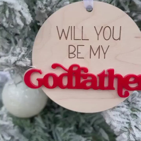 Will you be my Godmother & Godfather Christmas Ornament Set, Godparent Proposal Gift Idea, Godmother Ornament Proposal, Godparents Gift idea