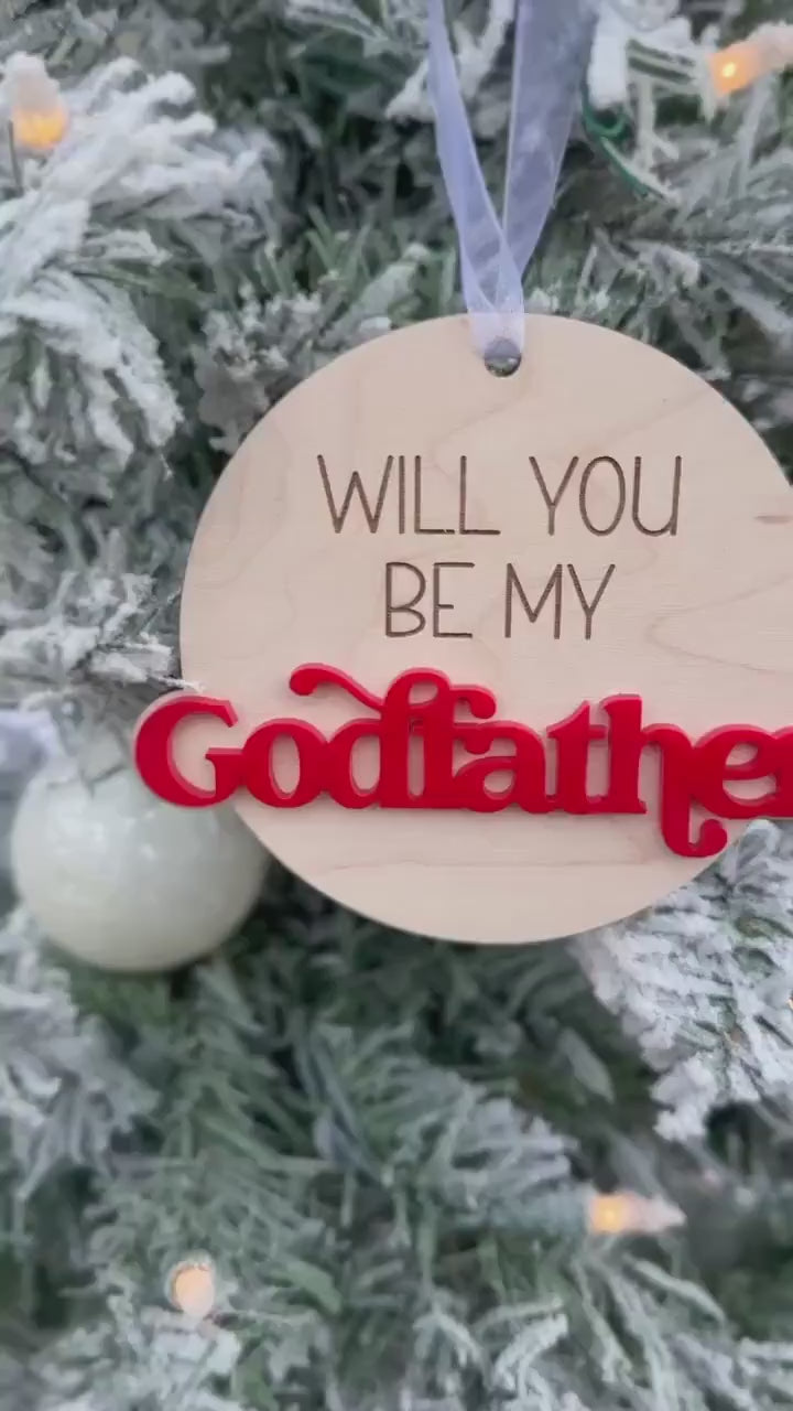 Will you be my Godmother & Godfather Christmas Ornament Set, Godparent Proposal Gift Idea, Godmother Ornament Proposal, Godparents Gift idea
