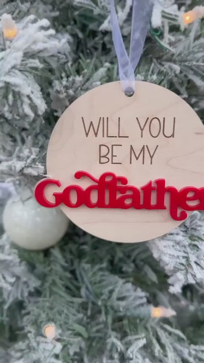 Will you be my Godmother & Godfather Christmas Ornament Set, Godparent Proposal Gift Idea, Godmother Ornament Proposal, Godparents Gift idea