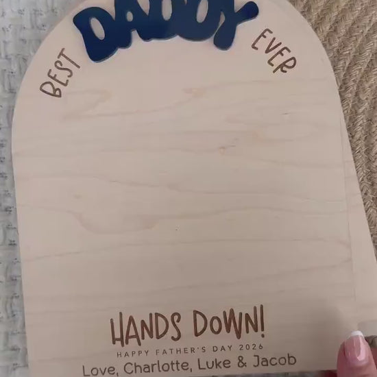 First Father's Day Gift From Child, Dad Handprint Board, DIY Kids Handprint Sign, Keepsake Gift For Baby's First Father's Day Craft