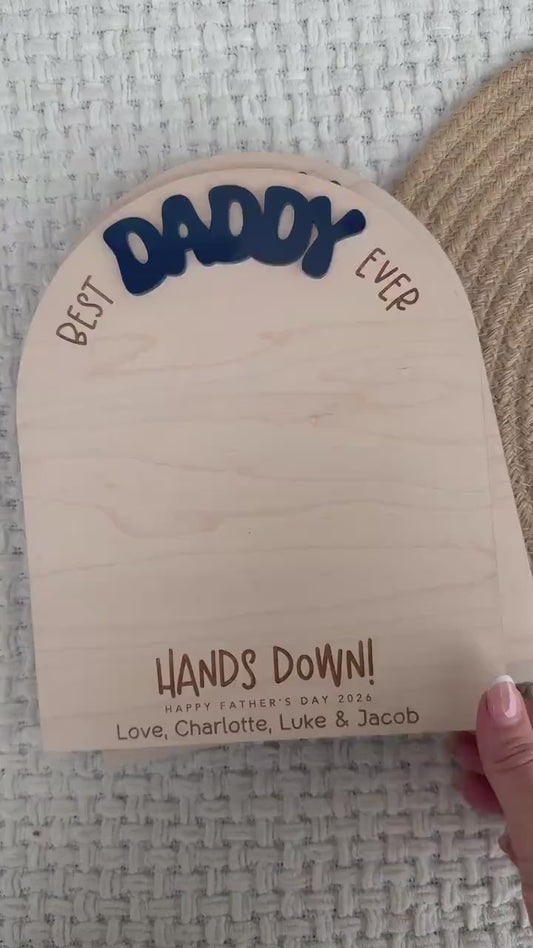First Father's Day Gift From Child, Dad Handprint Board, DIY Kids Handprint Sign, Keepsake Gift For Baby's First Father's Day Craft