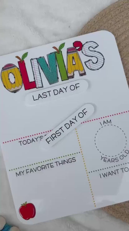 My First Day of School Sign, Back to School Board, First and Last Day of School Board, Reusable Sign for School Pictures