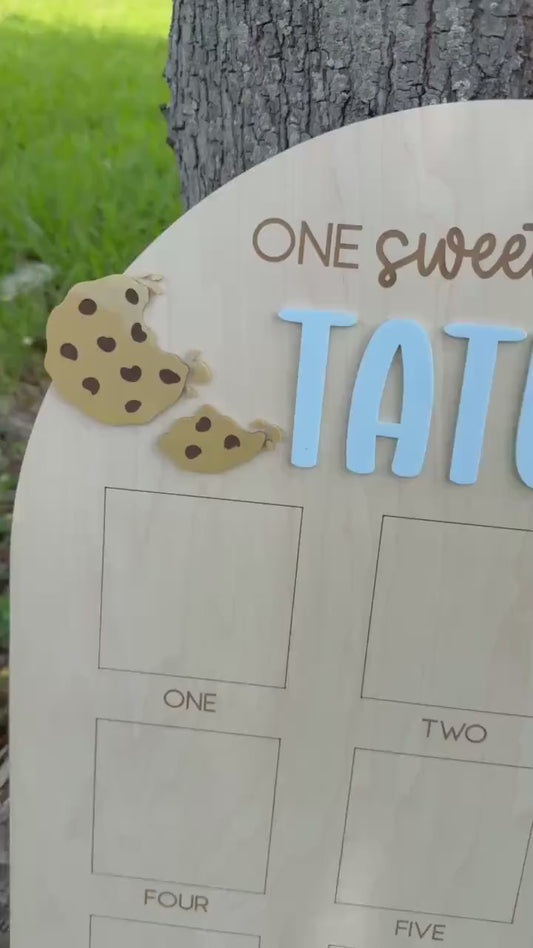 One Sweet Cookie First Birthday Photo Board, Sweet One Boy Birthday Party, One Year of Board Milk & Cookies Decor, One Sweet Year Display