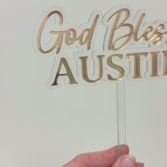 God Bless Cake Topper Personalized Baptism Cake Topper Christening Cake Topper First Communion Confirmation Religious Cake Decor