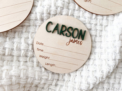 Spanish Baby Name Announcement Sign, 3D Hospital Name Wood Sign, Birth Stats Announcement Sign, Newborn Photo Prop, Engraved Baby Name Sign