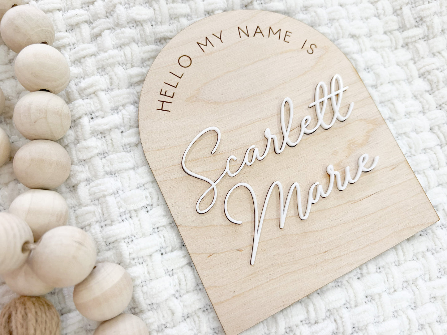 Arch Baby Stats Plaque with 3D acrylic Name