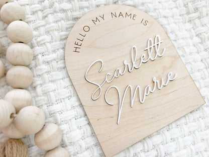 Arch Baby Stats Plaque with 3D acrylic Name