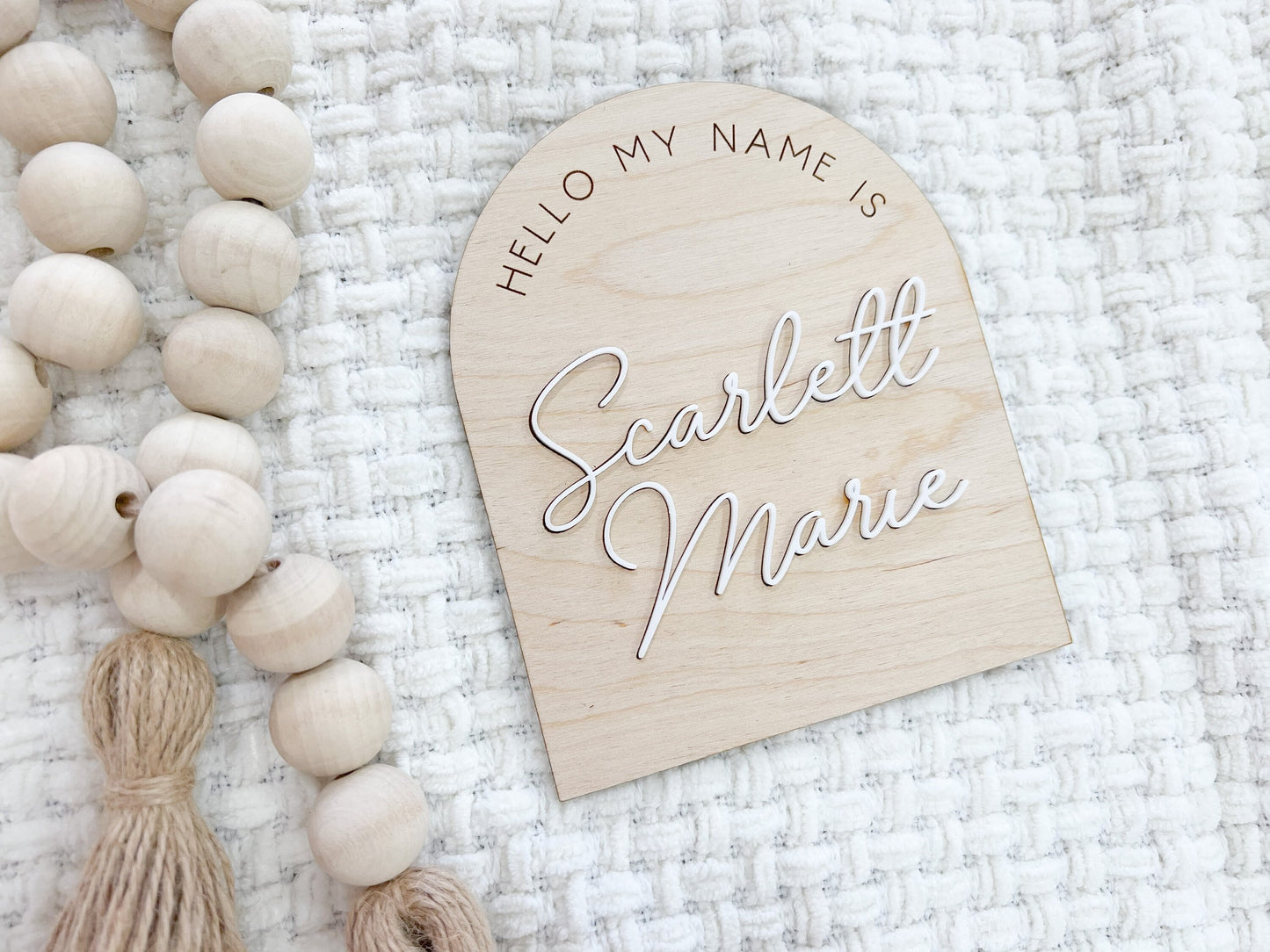 Arch Baby Stats Plaque with 3D acrylic Name