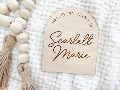 Arch Engraved Baby Name and Stats Plaque