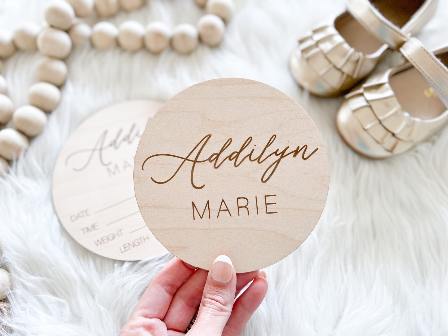 Engraved Baby Stats and Name Signs - Addilyn - Miles Font