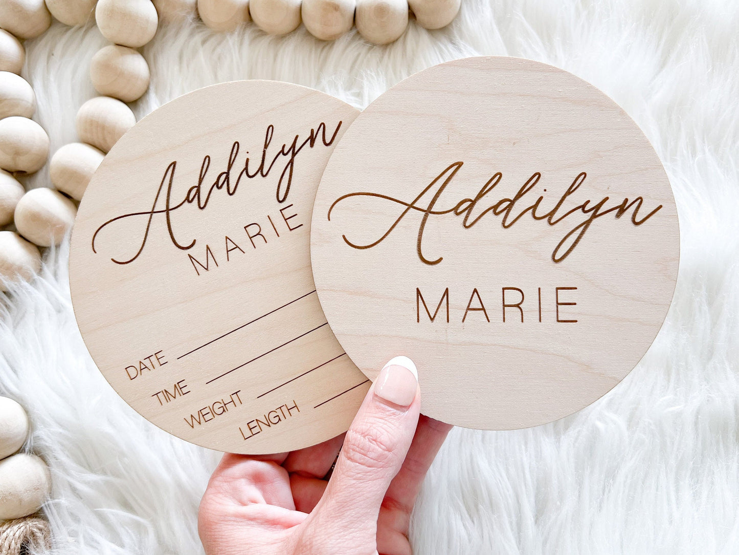 Engraved Baby Stats and Name Signs - Addilyn - Miles Font