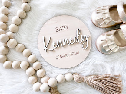 Baby Coming Soon 3D Round Sign