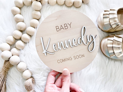 Baby Coming Soon 3D Round Sign