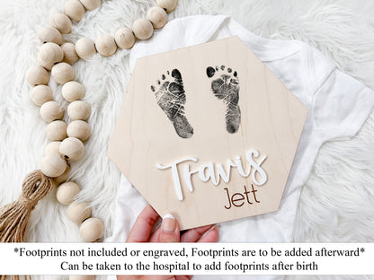Hospital Footprint Sign, Baby Footprint Name Announcement Sign, 3D Hospital Name Birth Stats Sign, Newborn Photo Prop, Baby Announcement