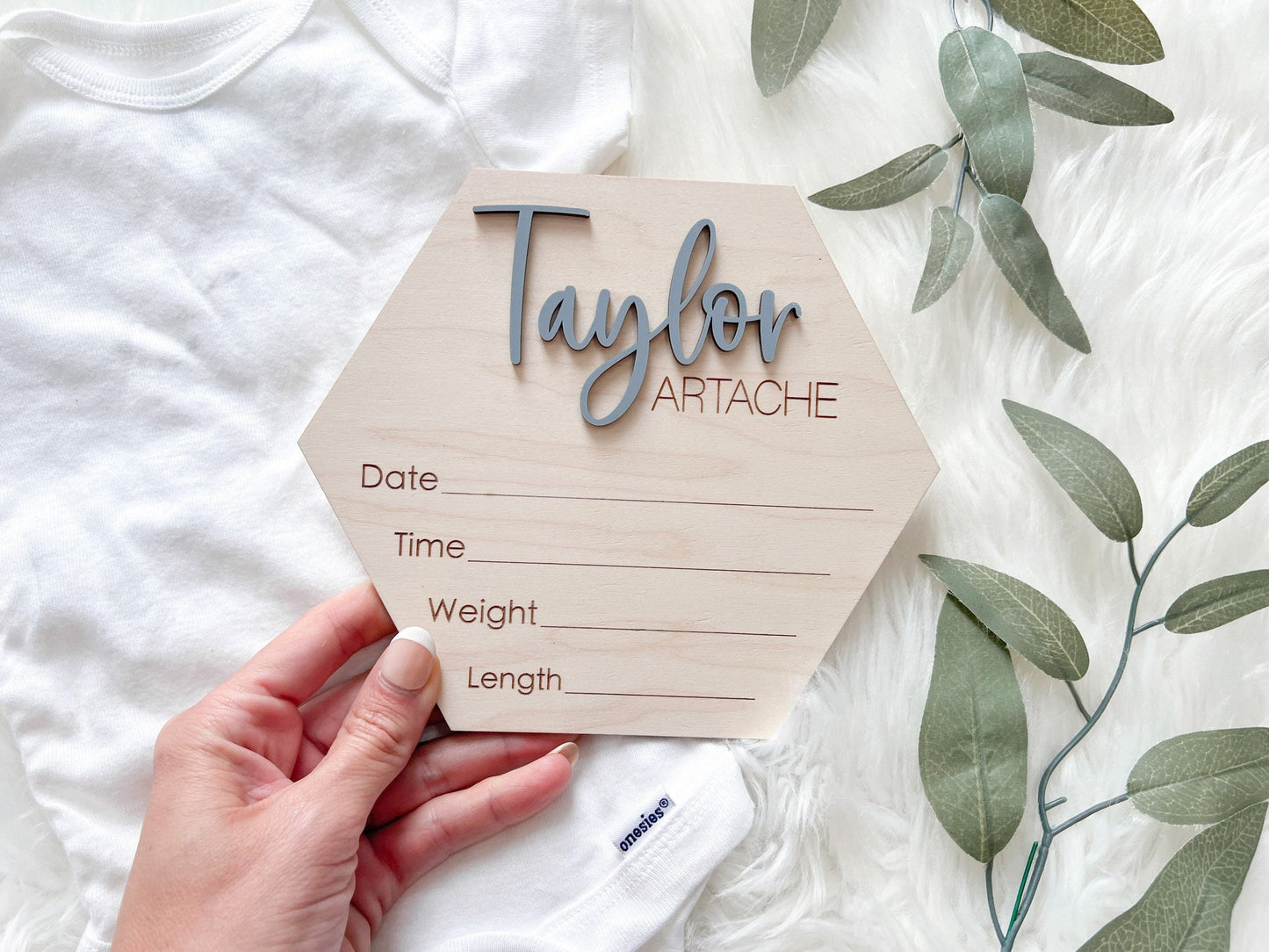 Baby Hexagon Name Birth Stats Announcement Sign