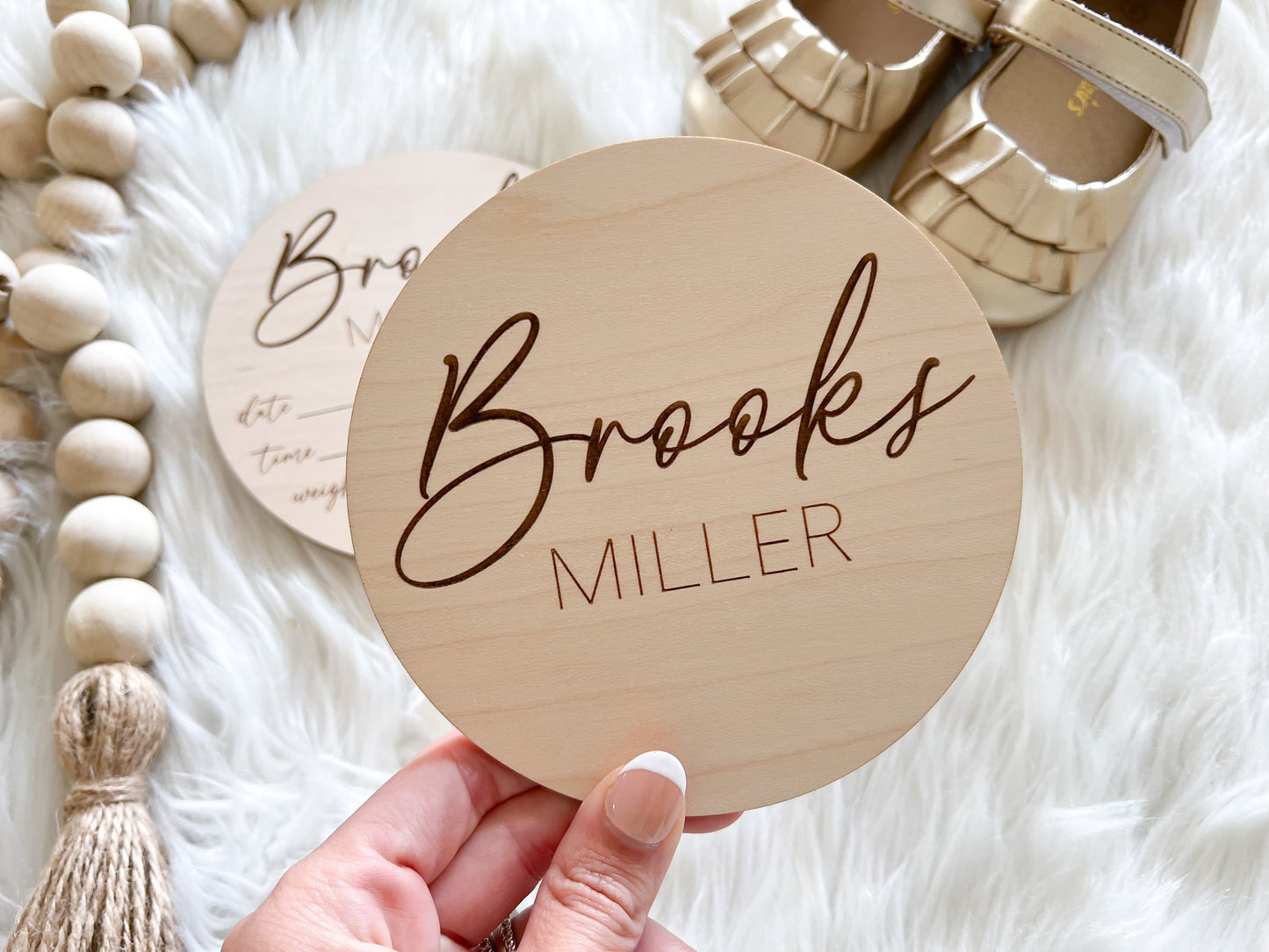 Engraved Baby Name and Stats Sigs - Brooks - Lucca Font