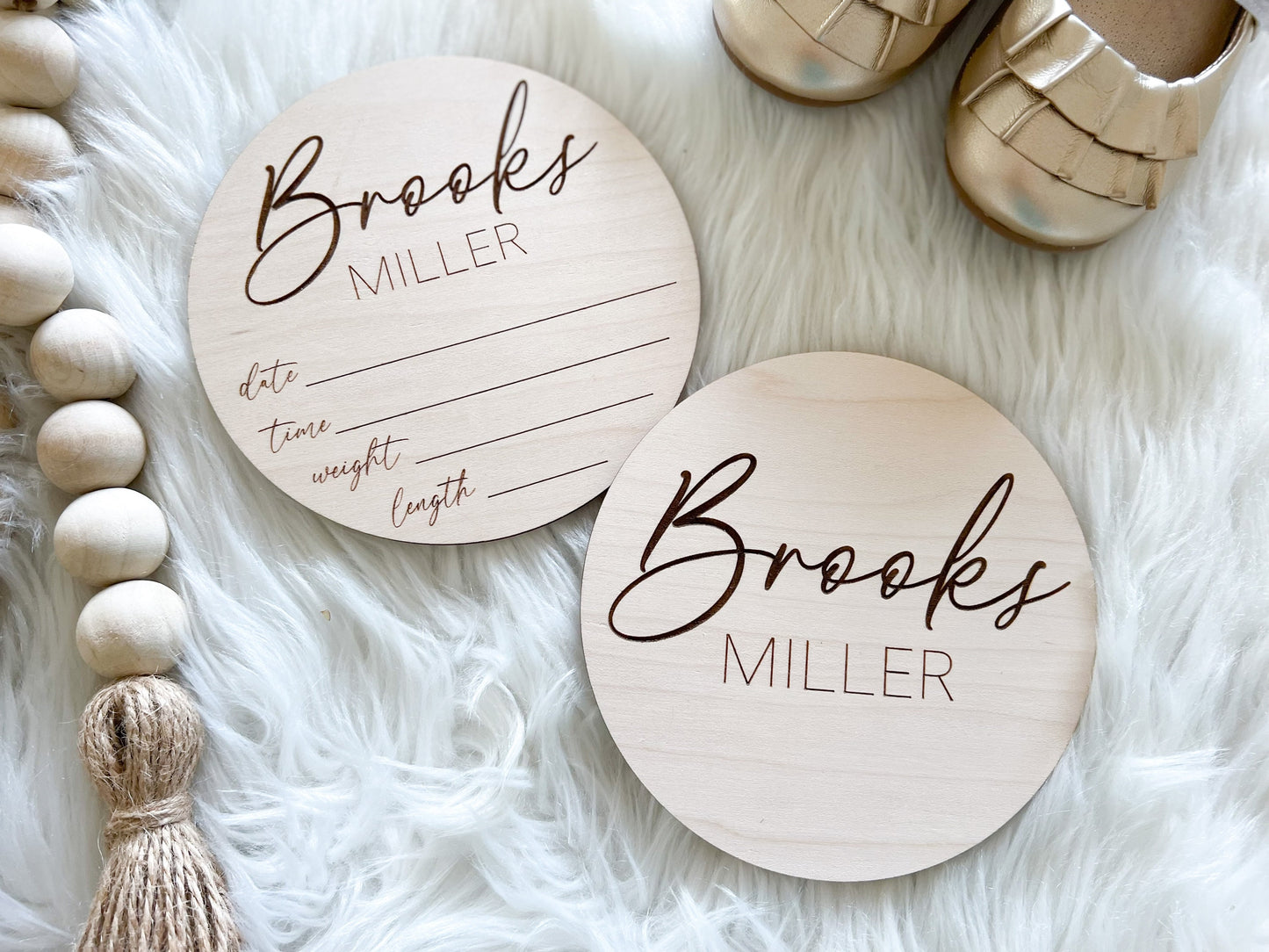 Engraved Baby Name and Stats Sigs - Brooks - Lucca Font