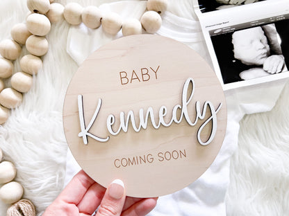 Baby Coming Soon 3D Round Sign