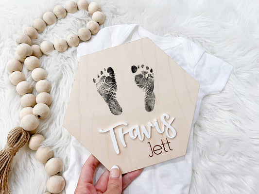 Hospital Footprint Sign, Baby Footprint Name Announcement Sign, 3D Hospital Name Birth Stats Sign, Newborn Photo Prop, Baby Announcement