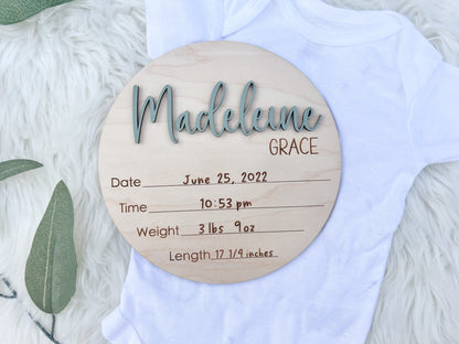 Engrave Birth Stats Sign with 3D Name