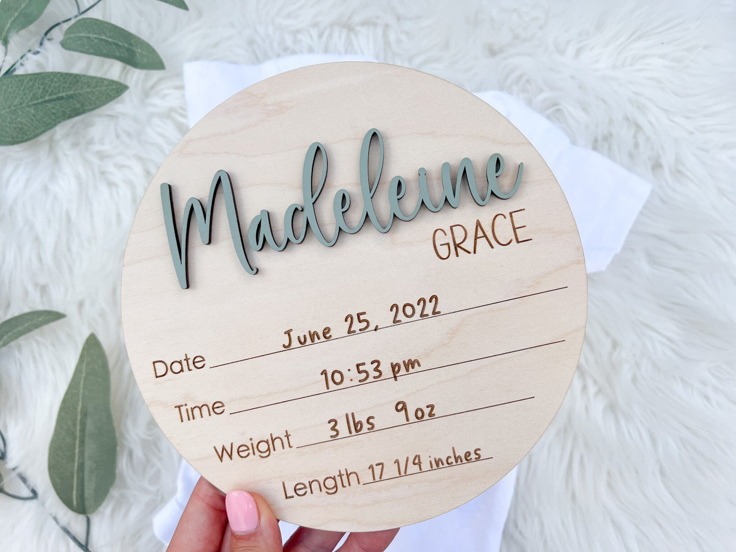 Engrave Birth Stats Sign with 3D Name