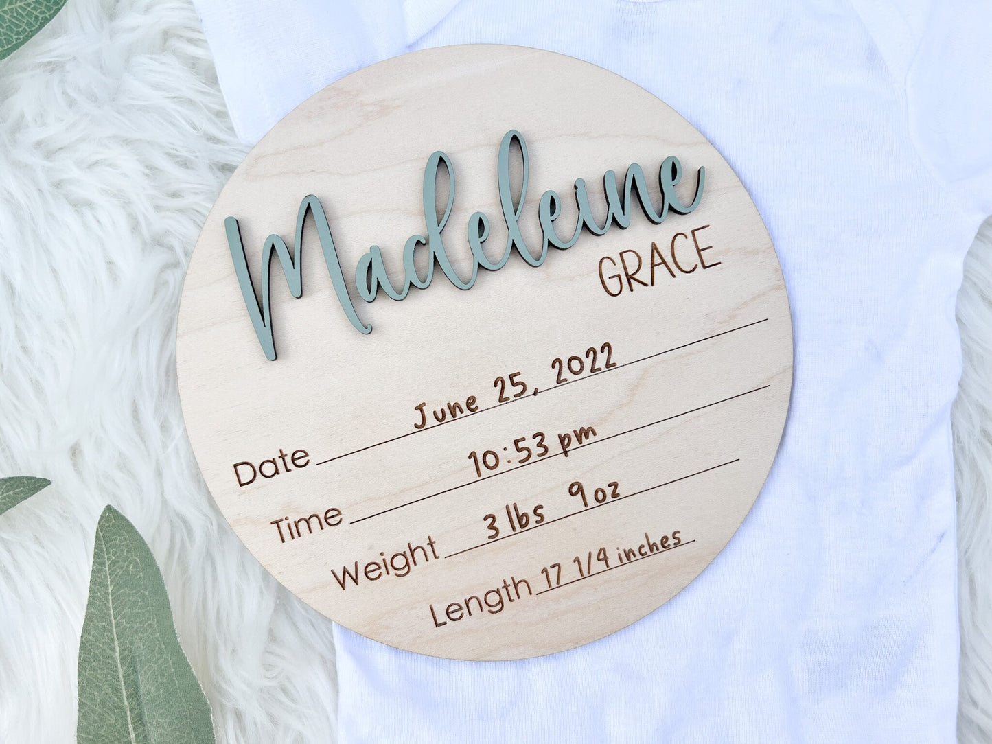 Engrave Birth Stats Sign with 3D Name