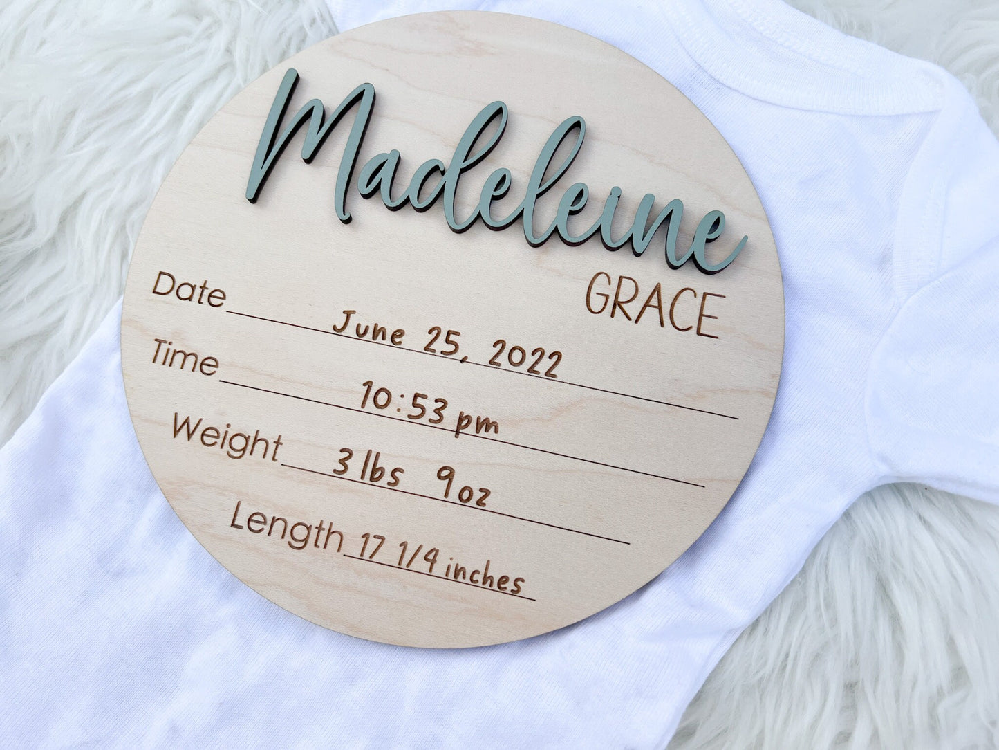 Engrave Birth Stats Sign with 3D Name