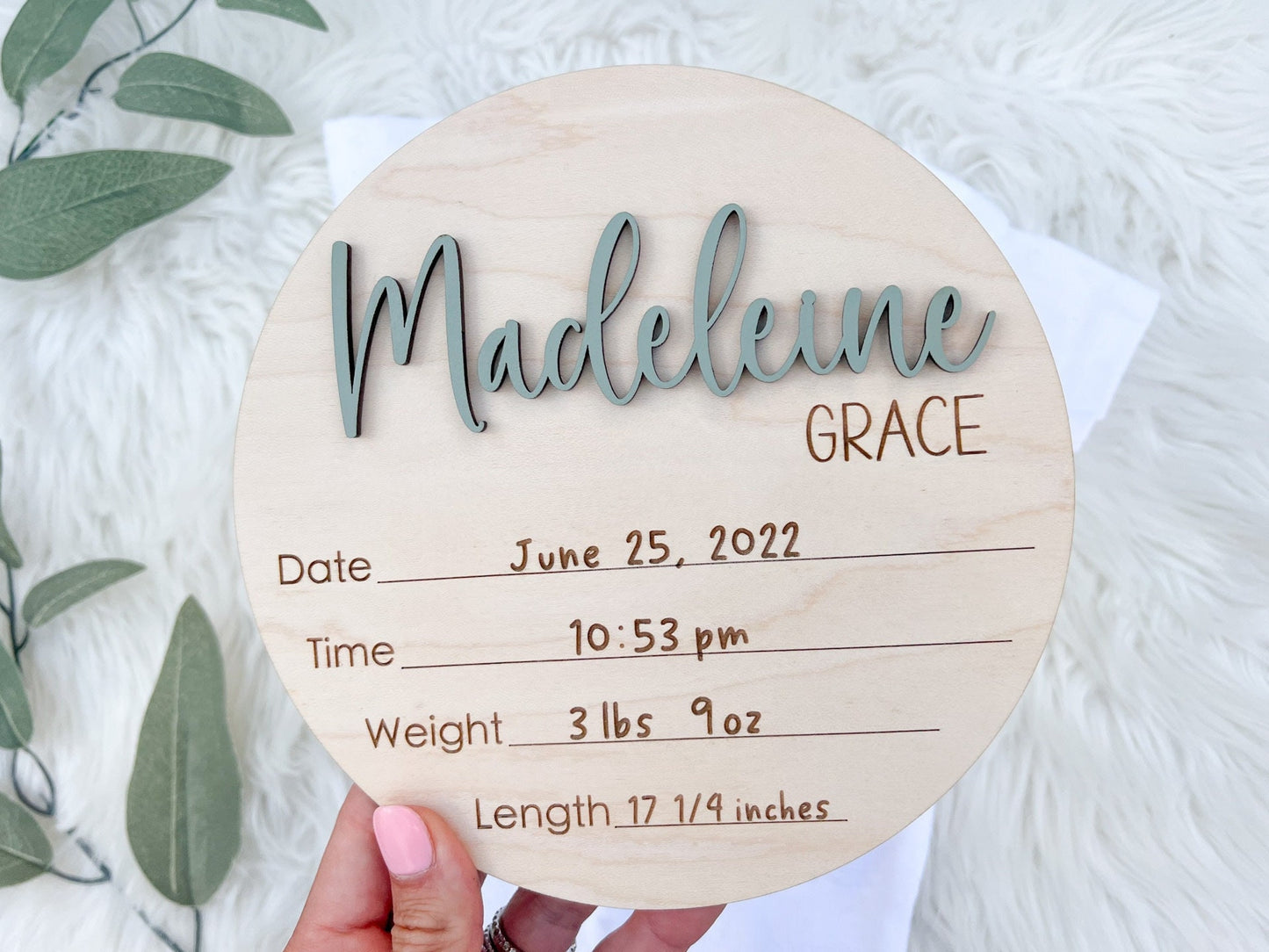 Engrave Birth Stats Sign with 3D Name