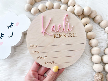 Baby Name Stats Sign. with Acrylic 3D Name