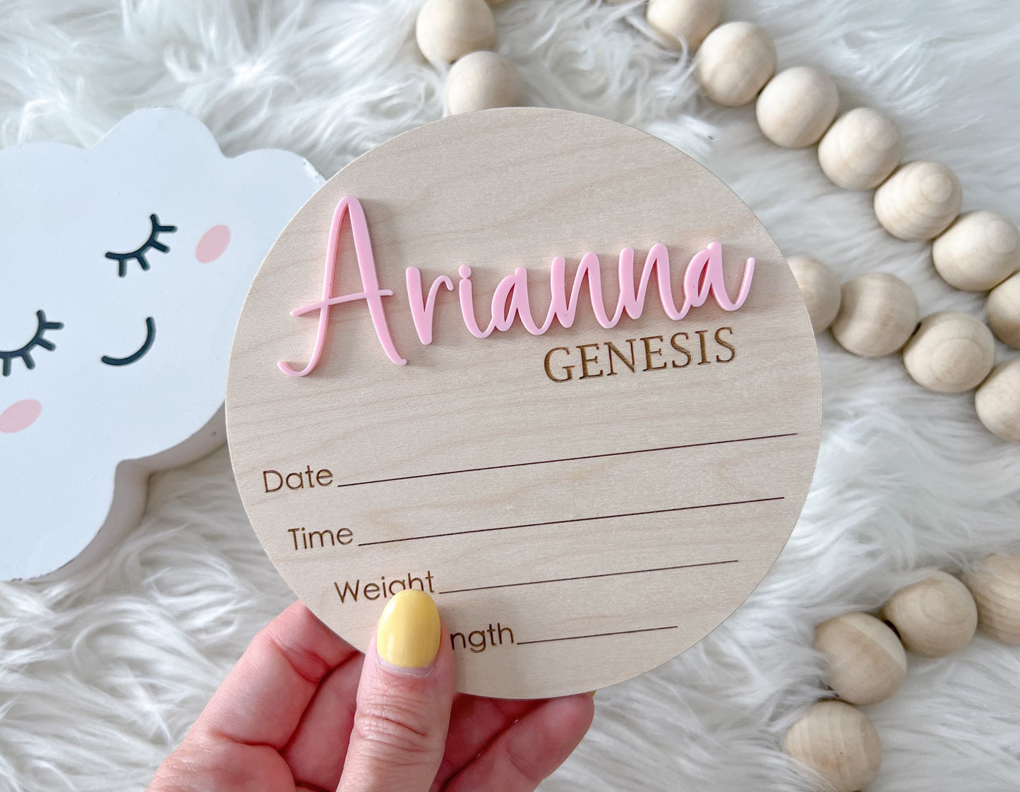 Baby Name Stats Sign. with Acrylic 3D Name