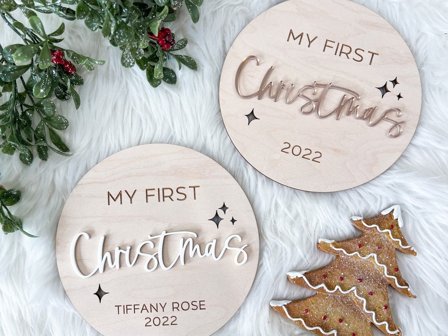 Personalized Baby's First Christmas 2024 Sign