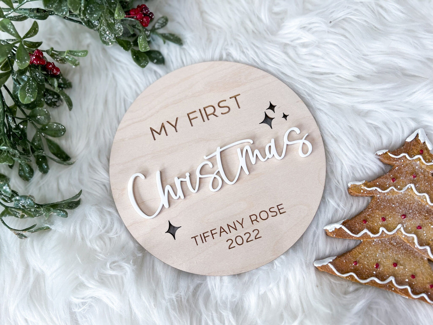 Personalized Baby's First Christmas 2024 Sign