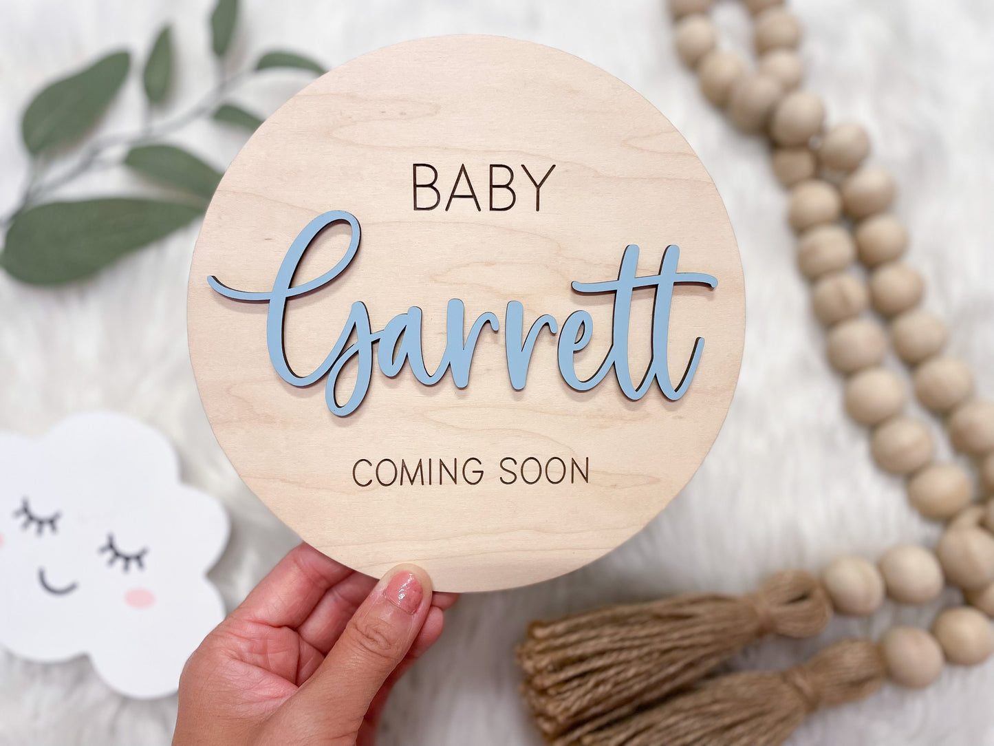 Baby Coming Soon 3D Round Sign